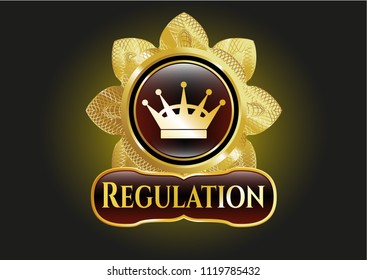  Shiny emblem with queen crown icon and Regulation text inside