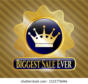  Shiny emblem with queen crown icon and Biggest Sale Ever text inside