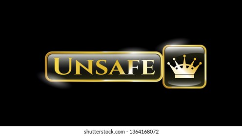  Shiny emblem with queen crown icon and Unsafe text inside