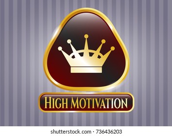  Shiny emblem with queen crown icon and High Motivation text inside