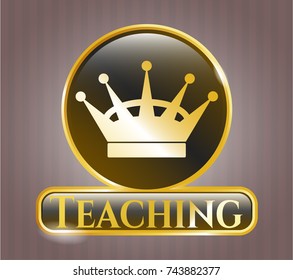  Shiny emblem with queen crown icon and Teaching text inside