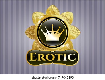  Shiny emblem with queen crown icon and Erotic text inside