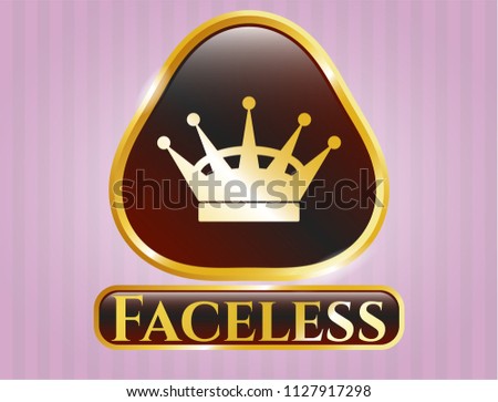  Shiny emblem with queen crown icon and Faceless text inside
