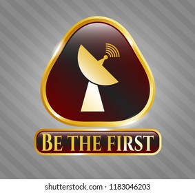  Shiny emblem with radar icon and Be the first text inside