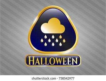  Shiny emblem with rain icon and Halloween text inside