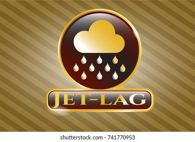  Shiny emblem with rain icon and Jet-lag text inside