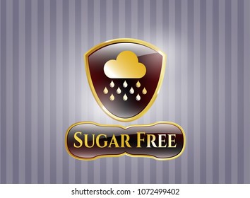   Shiny emblem with rain icon and Sugar Free text inside