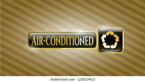  Shiny emblem with recycle icon and Air-conditioned text inside