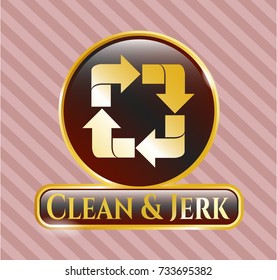  Shiny emblem with recycle icon and Clean & Jerk text inside