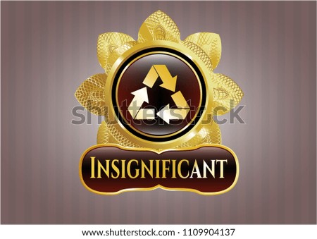 Shiny emblem with recycle icon and Insignificant text inside