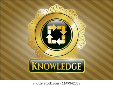  Shiny emblem with recycle icon and Knowledge text inside