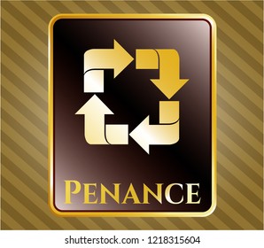 Shiny emblem with recycle icon and Penance text inside