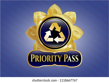  Shiny emblem with recycle icon and Priority Pass text inside