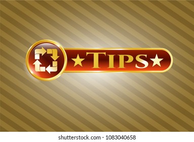   Shiny emblem with recycle icon and Tips text inside