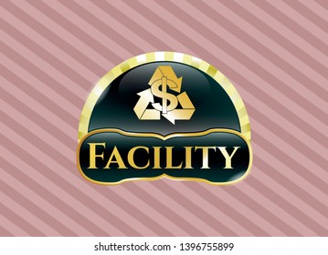  Shiny emblem with recycling business icon and Facility text inside