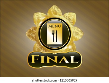  Shiny emblem with restaurant menu icon and Final text inside