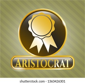  Shiny emblem with ribbon icon and Aristocrat text inside