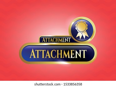  Shiny emblem with ribbon icon and Attachment text inside