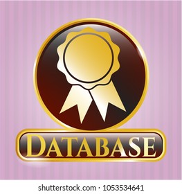  Shiny emblem with ribbon icon and Database text inside