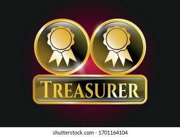  Shiny emblem with ribbon icon and Treasurer text inside