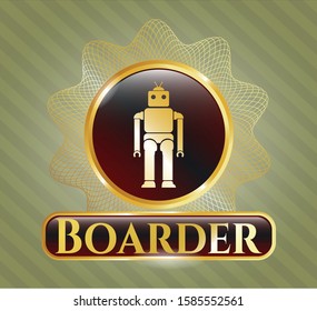  Shiny emblem with robot icon and Boarder text inside