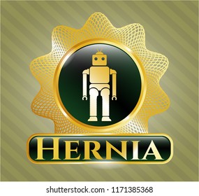  Shiny emblem with robot icon and Hernia text inside
