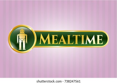  Shiny emblem with robot icon and Mealtime text inside