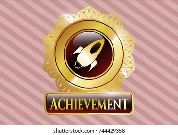  Shiny emblem with rocket icon and Achievement text inside