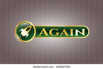  Shiny emblem with rocket icon and Again text inside