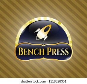  Shiny emblem with rocket icon and Bench Press text inside