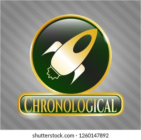  Shiny emblem with rocket icon and Chronological text inside