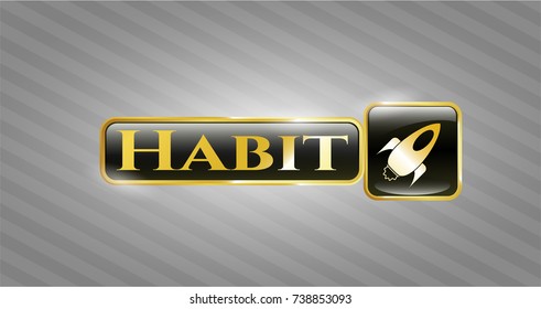  Shiny emblem with rocket icon and Habit text inside