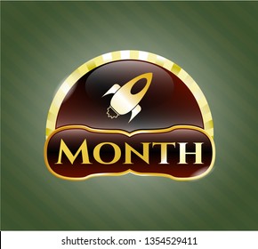  Shiny emblem with rocket icon and Month text inside