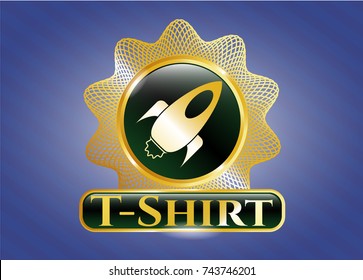  Shiny emblem with rocket icon and T-Shirt text inside