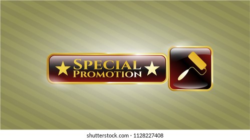  Shiny emblem with roller brush icon and Special Promotion text inside