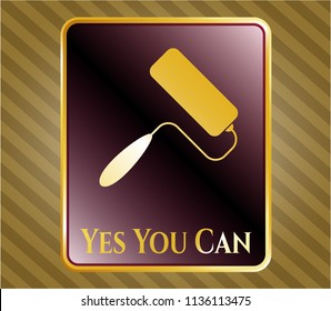  Shiny emblem with roller brush icon and Yes You Can text inside