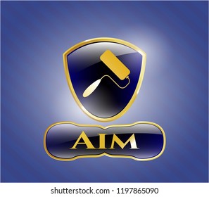  Shiny emblem with roller brush icon and Aim text inside