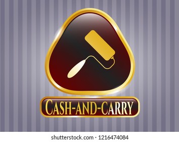  Shiny emblem with roller brush icon and Cash-and-carry text inside