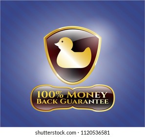  Shiny emblem with rubber duck icon and 100% Money Back Guarantee text inside