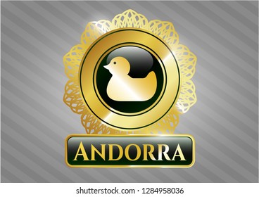  Shiny emblem with rubber duck icon and Andorra text inside
