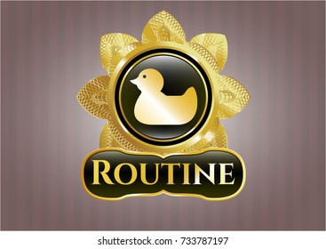  Shiny emblem with rubber duck icon and Routine text inside