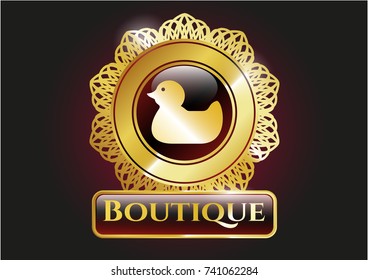  Shiny emblem with rubber duck icon and Boutique text inside
