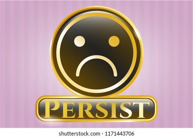  Shiny emblem with sad face icon and Persist text inside
