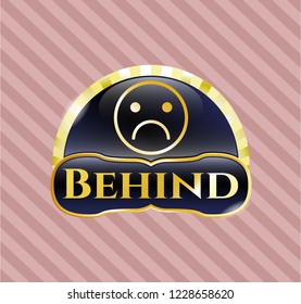  Shiny emblem with sad face icon and Behind text inside