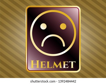  Shiny emblem with sad face icon and Helmet text inside