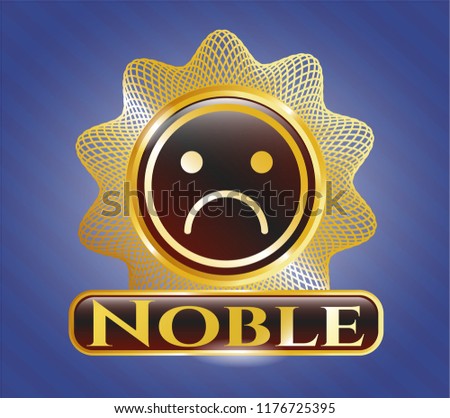  Shiny emblem with sad face icon and Noble text inside