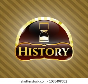  Shiny emblem with sand clock icon and History text inside