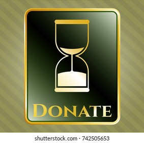  Shiny emblem with sand clock icon and Donate text inside