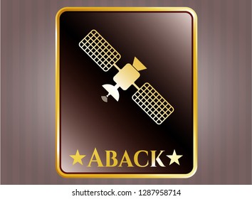  Shiny emblem with satelite icon and Aback text inside