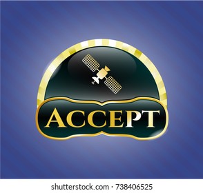  Shiny emblem with satelite icon and Accept text inside